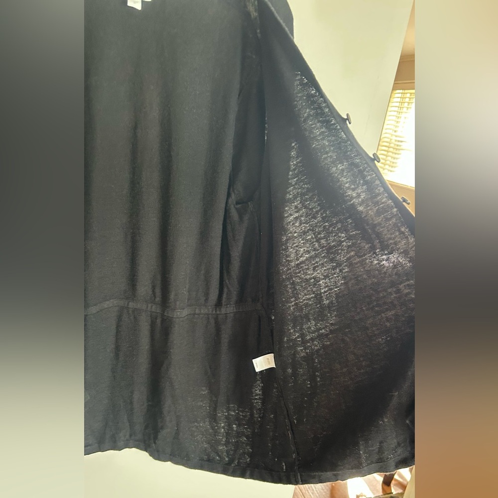 J. Jill Linen Rayon Knit Washed Black 3 Button Cardigan Relaxed Minimalist Sz XL - Picture 11 of 16